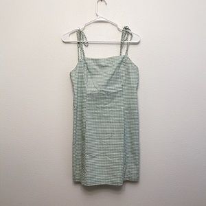 Lush Gingham Picnic Green Summer Minidress